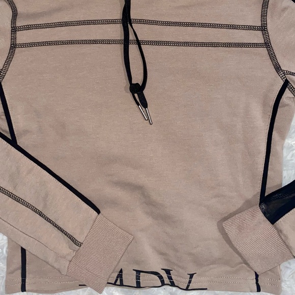 LIKE NEW MANIERE DE VOIR Co-ord Set Mesh beige black Leggings & Cropped Hoodie - Picture 5 of 11